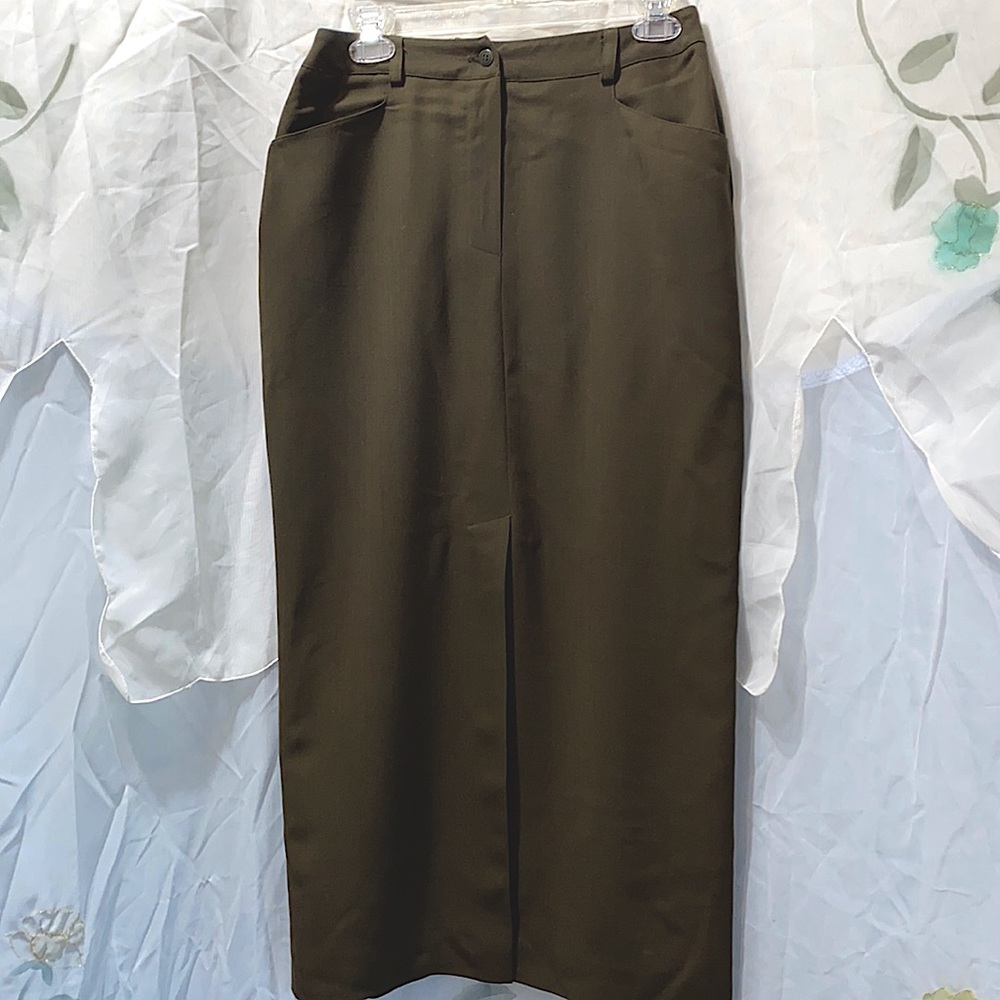 JONES NEW YORK DARK OLIVE PENCIL SKIRT SZ 8